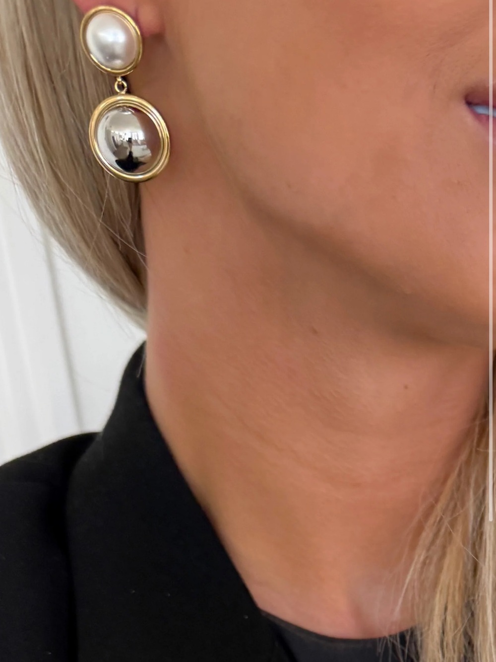 Gold-Tone Pearl Drop Earrings in White